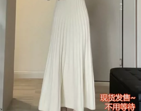 松本丧丧 2022秋冬款收腰毛衣长裙子温柔...