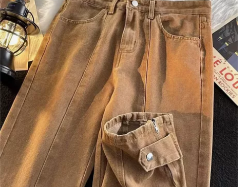 美式高街ins潮牌微喇叭牛仔裤男款秋季宽松...