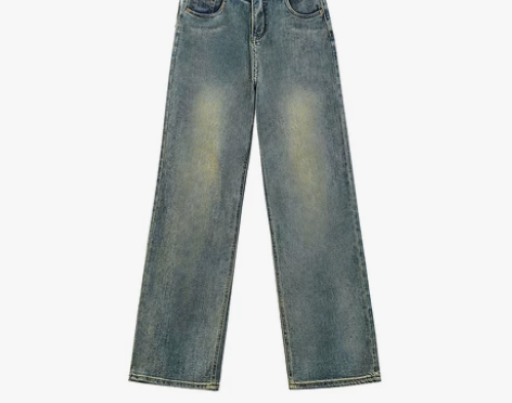 OKMA 阔腿牛仔裤秋季设计感系带高腰显瘦...