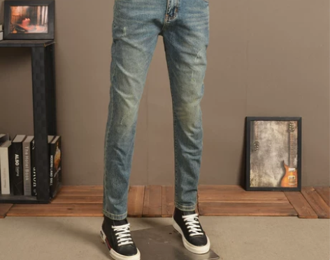牛仔裤 牛仔裤子秋季复古男潮牌修身小脚弹力...