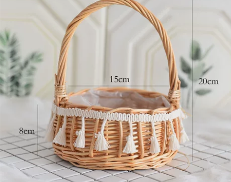 花篮鲜花藤编小花篮编织篮手提干花插花野餐草...