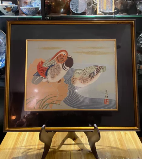 日本 手工 刺绣 画 空间装饰 日本名家手...