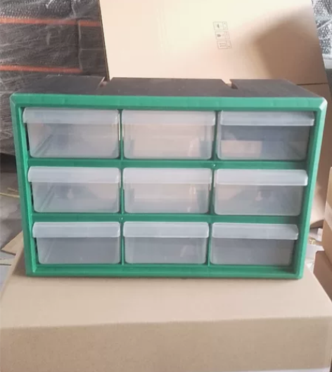 转让几个有划痕的9格零件盒可叠加，颜色有橘...