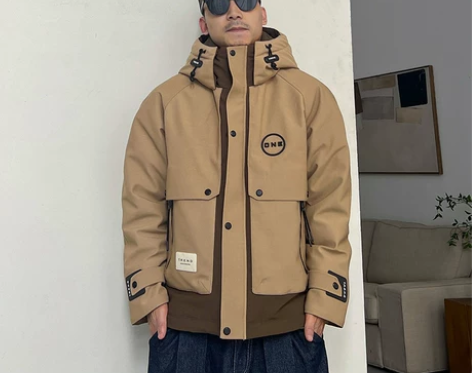 工装羽绒服男冬季加绒加厚拼接连帽短款美式