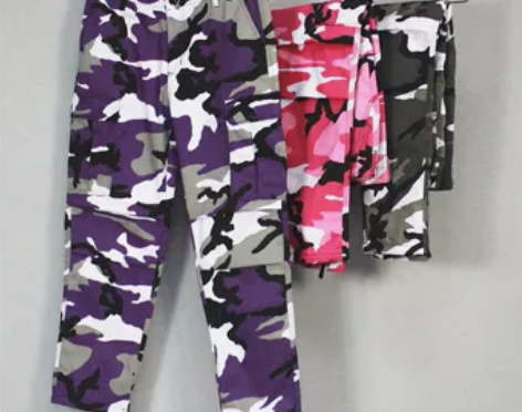 欧美潮人情侣街舞INS同款军装裤子迷彩工装...