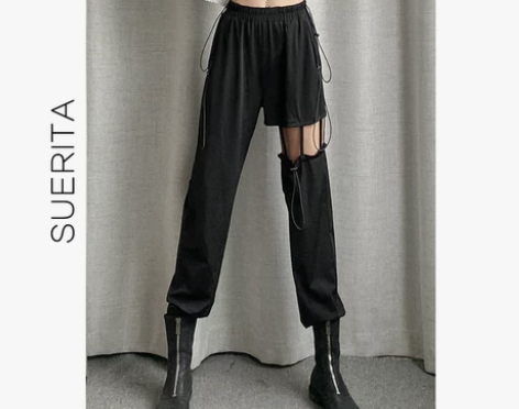 2021夏季新款欧洲超火舞蹈高腰工装裤子女...