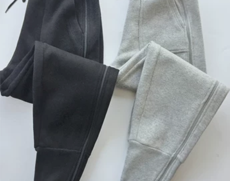 韩国加绒灰色运动裤宽松束脚潮网红裤子女in...