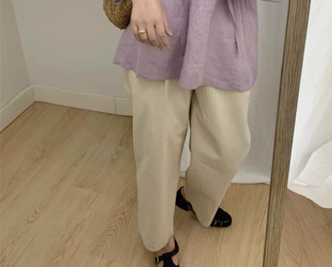 ?好穿好搭配 人手一件松紧腰休闲裤高腰复古...