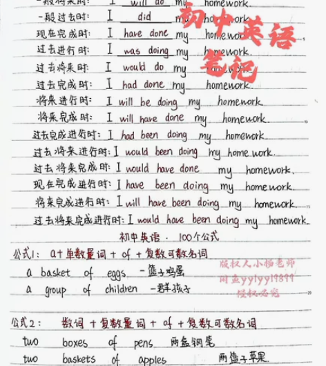 初中英语笔记 状元学霸笔记 初中手写笔记 ...