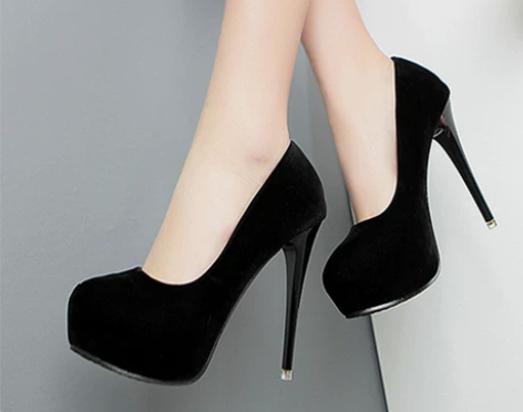 2016春季新款12cm超高跟圆头单鞋细跟...