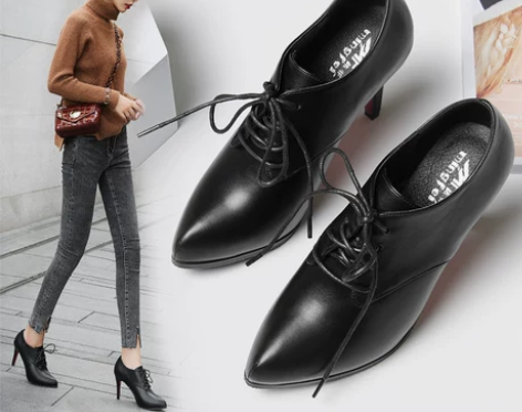 尖头单鞋女细跟皮鞋不累脚2021春秋新款性...