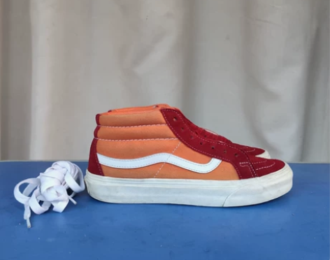 vans sk8 mid 红橙拼接中帮滑板...