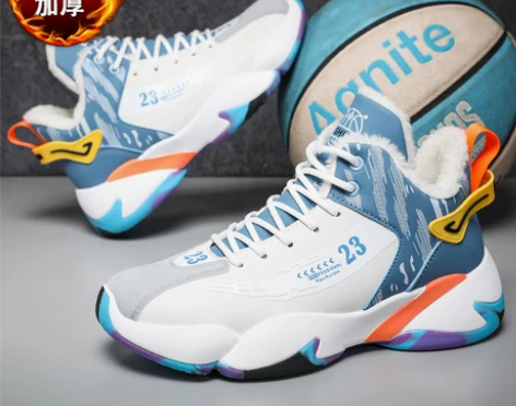 男鞋冬季加绒加厚保暖篮球高帮青少年初中学生...