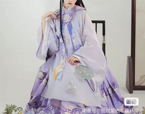 耀春画扇（瑶池）汉服女原创正品明制云肩补服...
