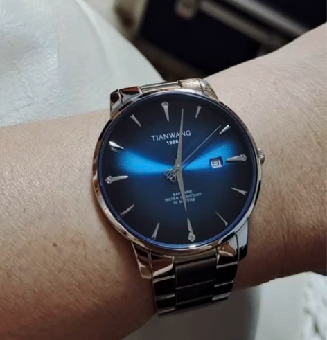 新款天王手表男表正品防水蝴蝶扣钢带专柜联保...