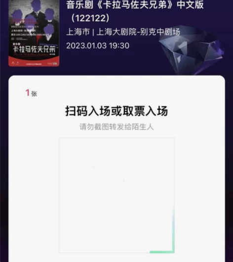 音乐剧卡拉马佐夫兄弟1.3晚场 10排5，...