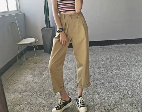 春季九分休闲裤女韩版小脚哈伦裤百搭西装裤b...