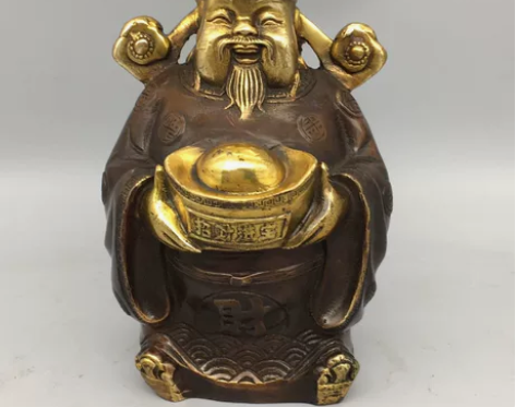 古玩铜器收藏，鎏金小官财神，工艺精湛  ，...