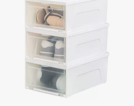 爱丽思进口透明鞋盒可防尘防潮收纳盒3个装鞋...