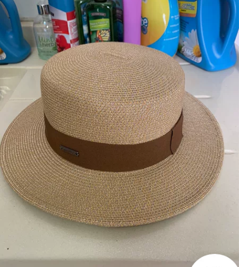 平顶草帽 洋气咖带夏季遮阳 感兴趣的话点“...