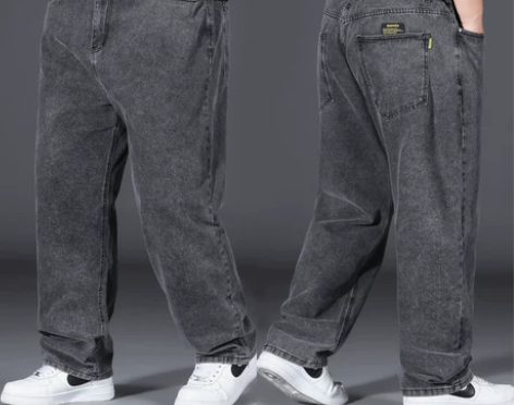 裤子宽松夏季薄款牛仔裤男直筒加肥加大码运动...