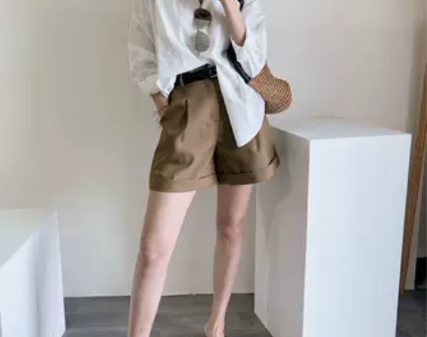 UMI米米小姐21春夏新款韩版休闲高腰A字...