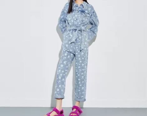 ONLY2022新款高腰时尚宽松直筒减龄连...