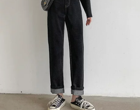 直筒牛仔裤女宽松2020秋季新款韩版高腰显...