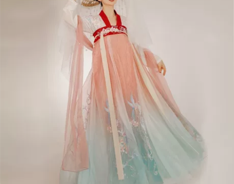 裳云兮原创汉服的肥啾，粉渐变下裙，黄领边上...