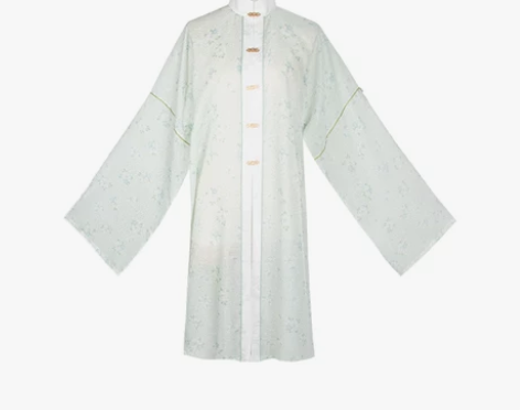 七月夕 青雾 明制立领对襟长衫绣花比甲仿妆...