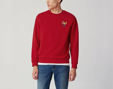 哈吉斯hazzys男士圆领长袖加绒卫衣 活...