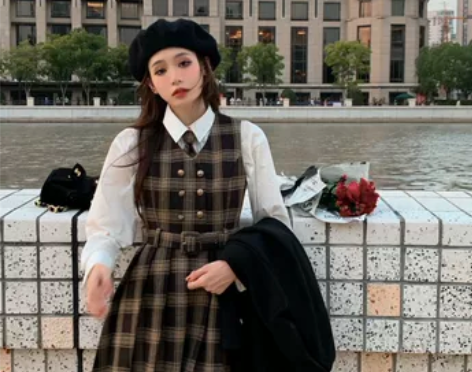 八盖pinky piggy 私立学院 格纹...