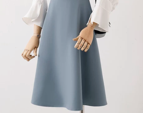 蓝色半身裙女夏季设计感小众伞裙中长款裙子高...