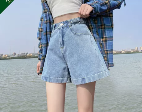 高腰牛仔短裤女士宽松2021年新款夏季薄款...