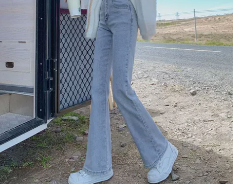 高腰牛仔裤女2022年新款春秋百搭显瘦微喇...