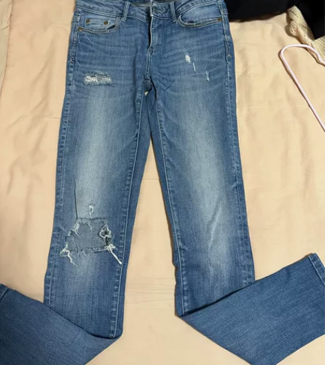 Zara 夏天破洞牛仔裤 34码 实体店购...