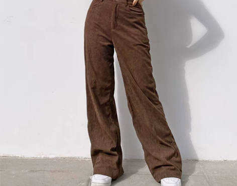 WEEKEEP 灯芯绒复古百搭阔腿休闲裤女...