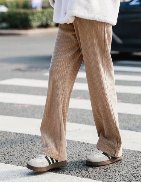 琳酱 灯芯绒小个子窄版阔腿裤女秋冬季卫裤垂...