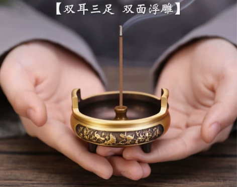 袖珍熏香炉纯铜香炉小号家用室内插香炉供奉香...