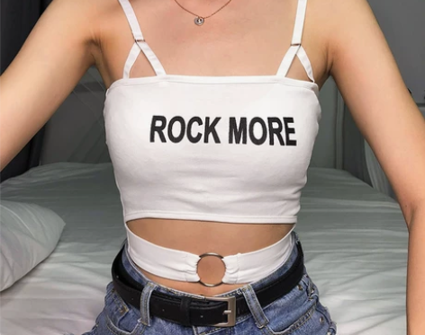 ins超火的hiphop漏脐镂空背心外穿女...