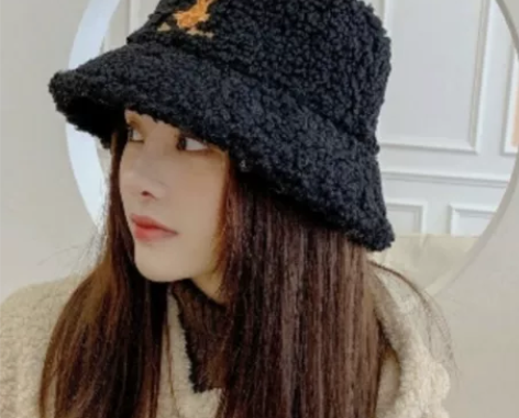 渔夫帽子秋冬季羊羔绒明星保暖韩版网红加厚盆...