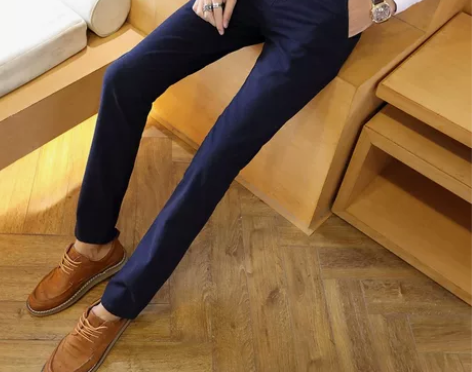 秋冬季厚款棉麻休闲裤男修身弹力男款裤子秋天...