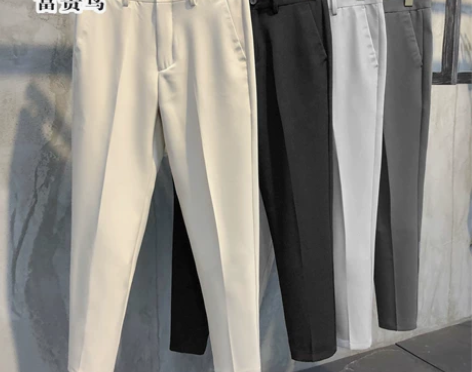 富贵鸟春夏季纯色锥形9九分西裤男士英伦免烫...