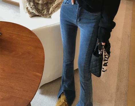 大瓶定制 优越版型 加绒微喇叭裤女冬季高腰...