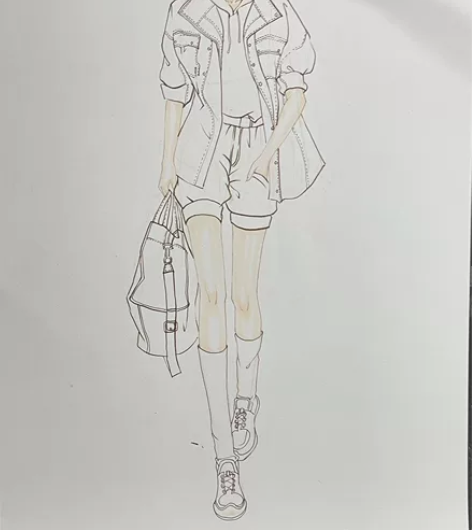接单手绘 线稿 服装效果图 服装款式图 手...