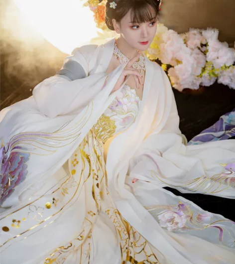 洛月如梦霓裳原创汉服女国风唐制白色诃子裙大...