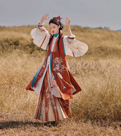 七月夕汉服 妙影 明制立领长衫绣花呢子针织...