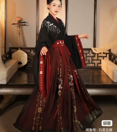 黑红魏晋齐腰襦裙店铺：云芳晴     绾星...