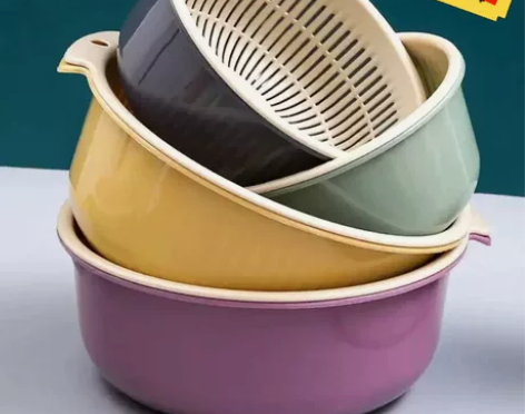 【6件套12.9包邮】双层洗菜盆沥水篮洗水...