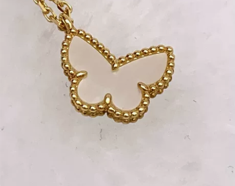 全新闲置 VCA梵克雅宝白贝母小蝴蝶项链 ...